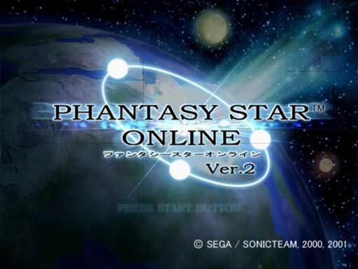 Phantasy Star Online Ver. 2 title screen for Sega Dreamcast
